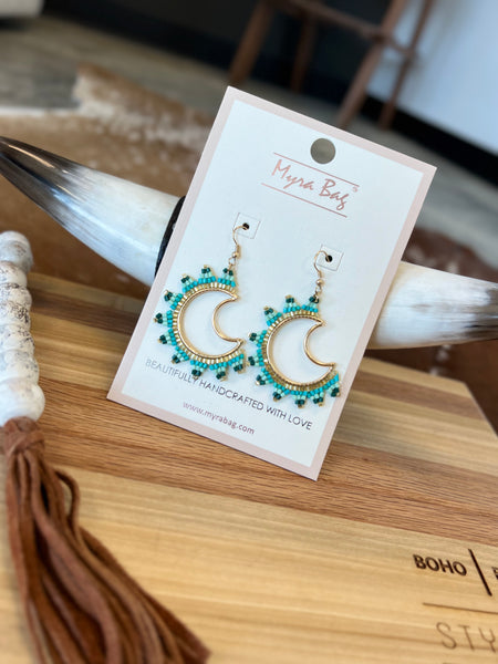 Moonshine Turquoise & Gold Beaded Earrings