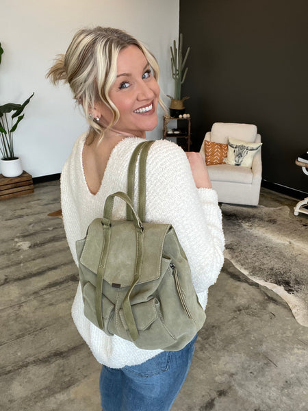Oakleigh Genuine Suede & Leather Backpack Purse- 2 Colors